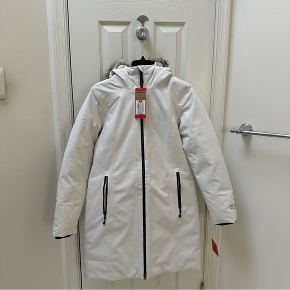 NWT Eddie Bauer Women's Cream Down Hooded Stadium Parka Size Medium
